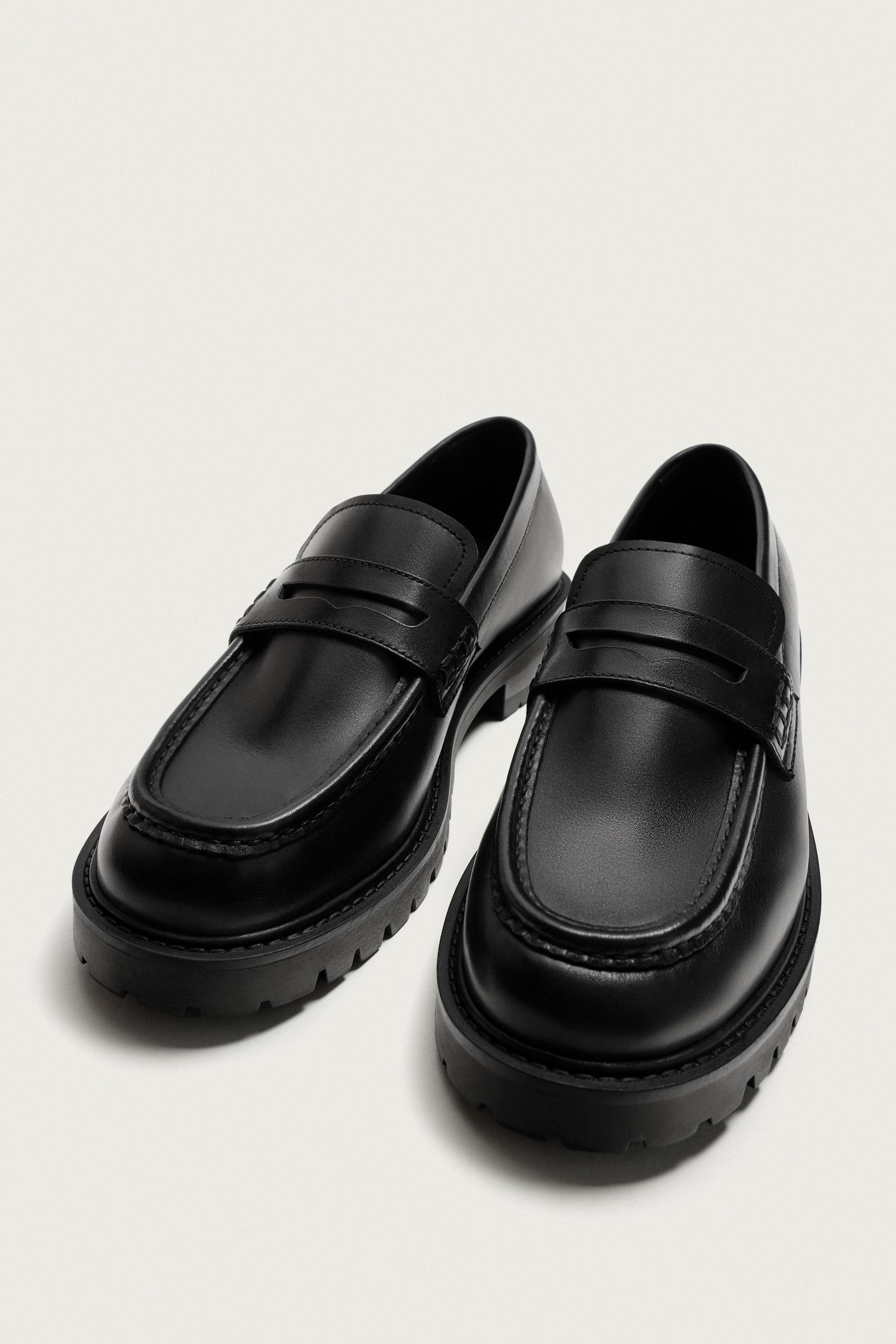 LEATHER TRACK PENNY LOAFERS